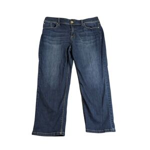 Chicos Platinum Straight Leg Jeans Dark Wash Blue Size 2 Regular Mid Rise Denim